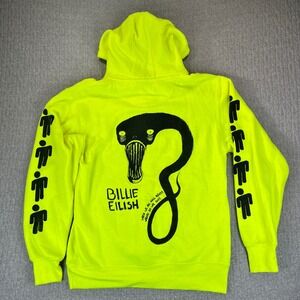 Billie Eilish Graphic Hoodie Neon Yellow Question Mark Monster‎ Print Size S